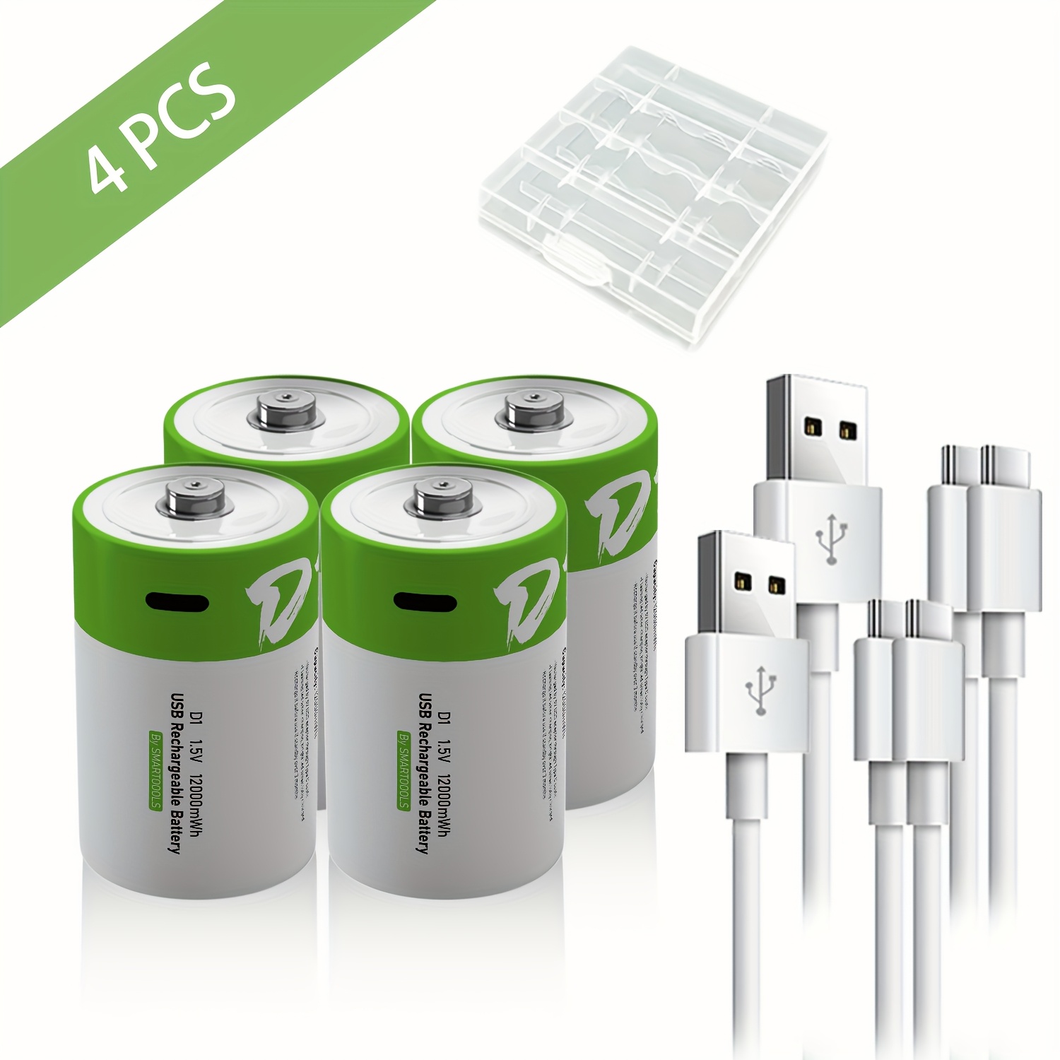 Lot Pile Rechargeable USB Type D (D1/LR20) Lithium 1.5V 12000mWh - Neuves, Marque SMARTOOOLS