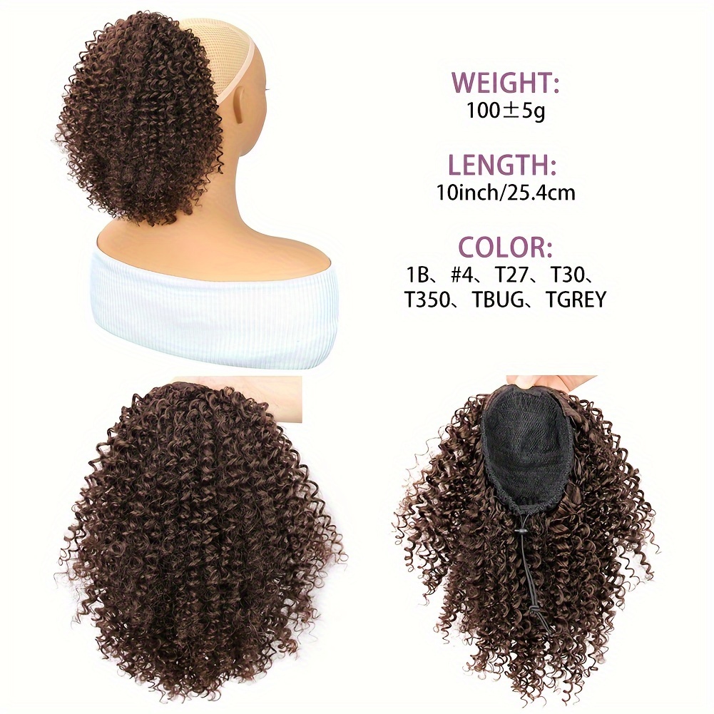   10 short afro   drawstring ponytail   synthetic clip in hair extension high temperature fiber   for all women ponytail hair extensions details 4