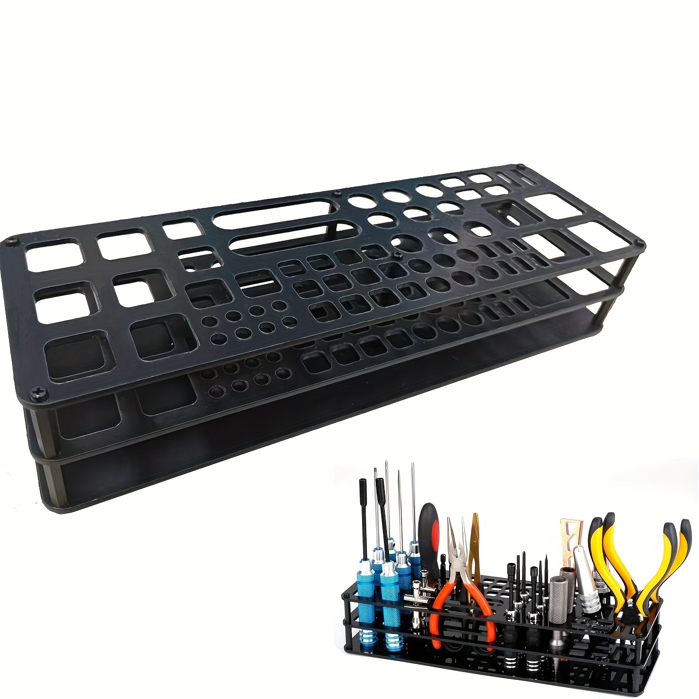 

63 Holes Screwdriver Storage Rack, Screwdriver Organizers, Portable Tool Box, For Workshop Tools Tray Screwdriver Tweezer Brushes Pens