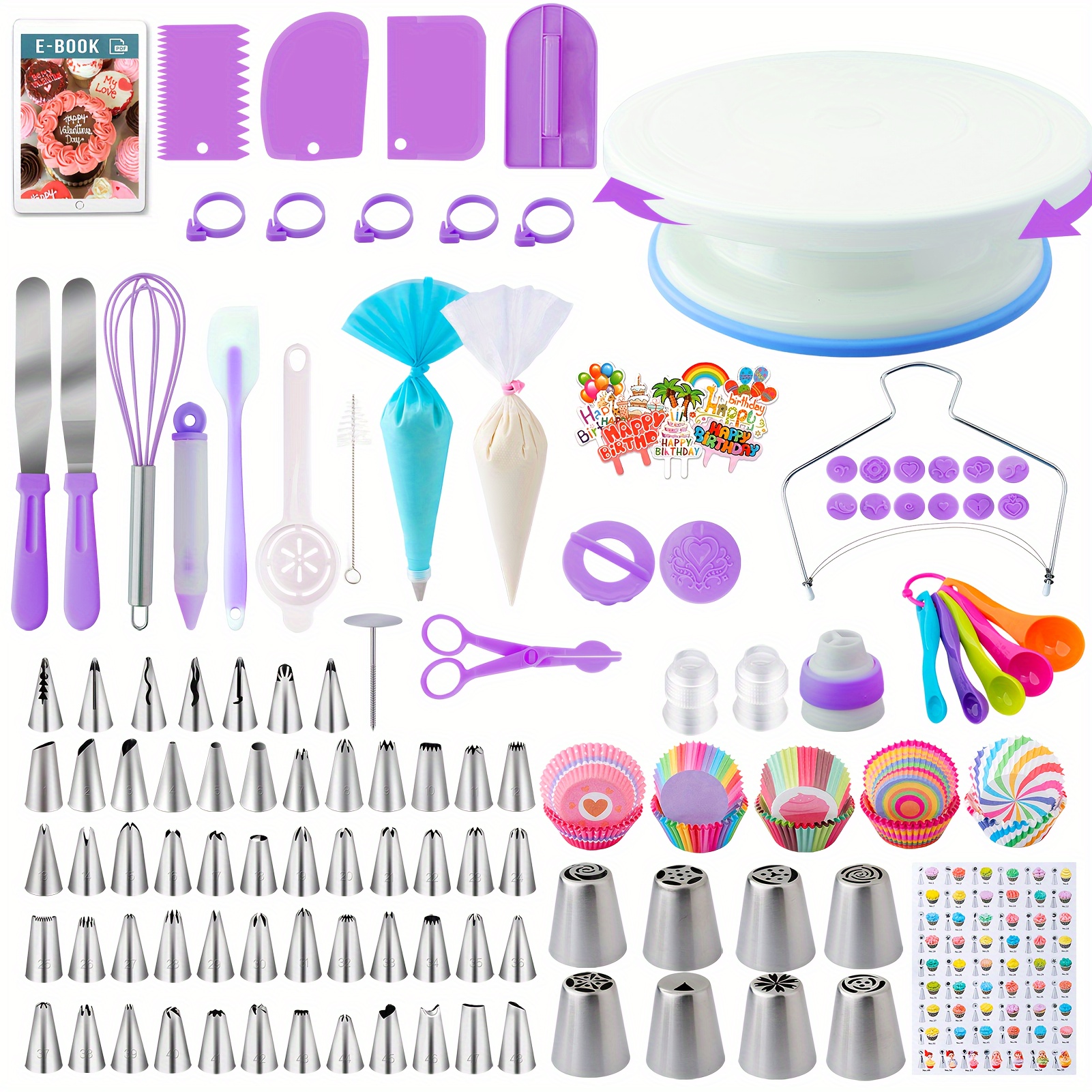 

Cake Decorating Beginner's Set, Cake Decorating Supplies Set Tools 356 Pcs, Baking Accessories With Cake Turntable, Pastry Squeeze Bag, Beginner Squeeze Tips