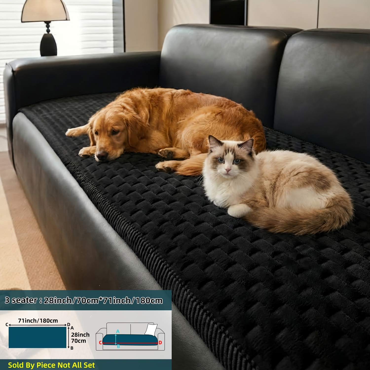 TEMU 1pc Handmade Quilted Sofa Cushion - Premium Non-slip Pet Friendly Couch Protector For 1/2/3/4 Seater & Sofa - Modern Minimalist Machine Washable