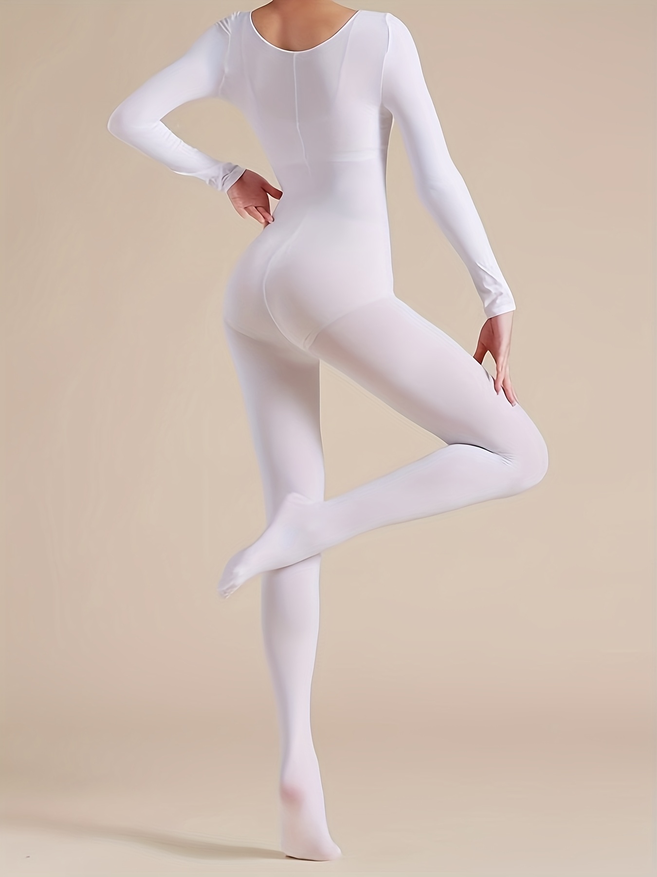 womens elegant white high stretch full body jumpsuit long Temu
