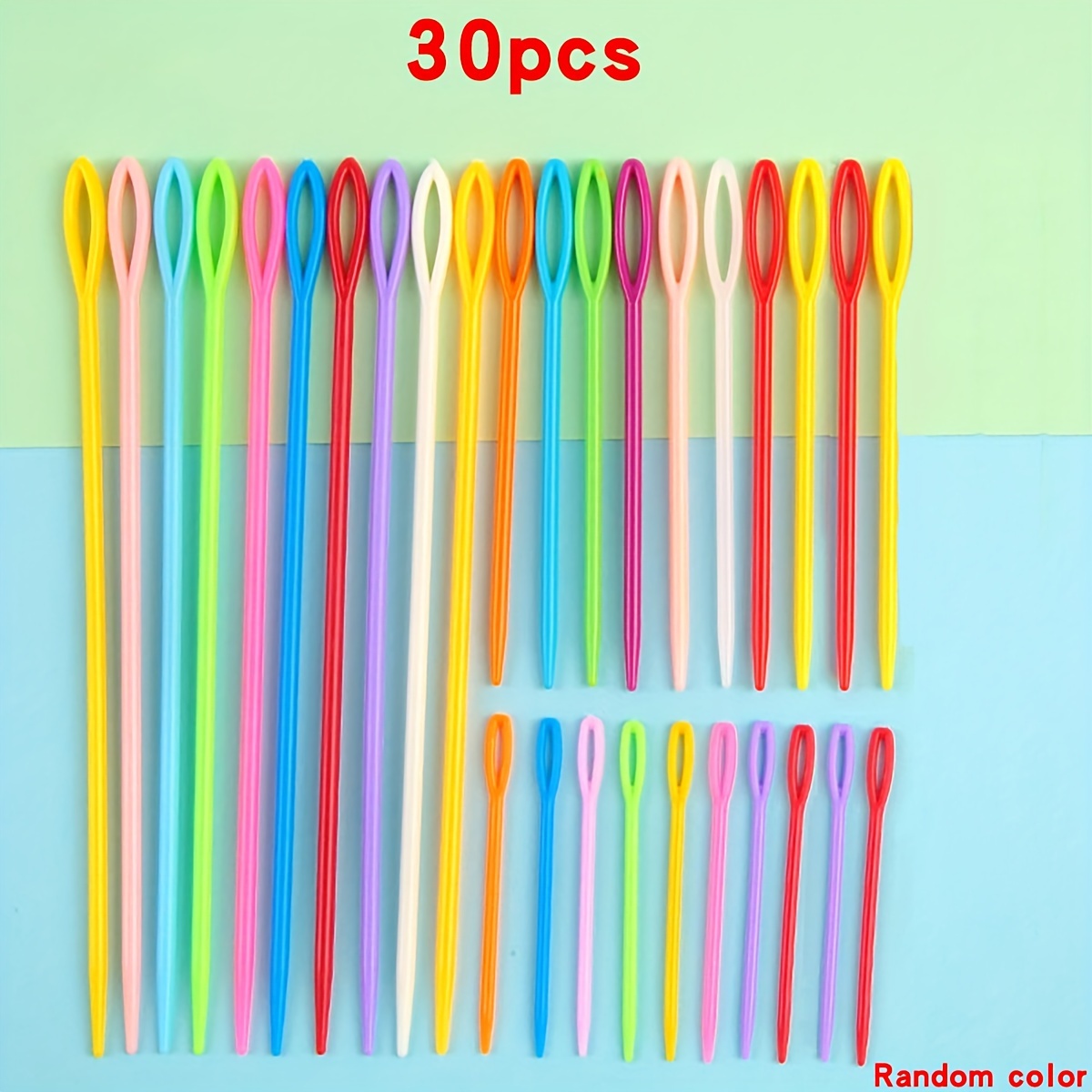 30pcs Plastic Sewing Needle Set, Assorted 7/9/15cm Wool Embroidery & Tapestry Weaving Needles For Diy Crafts, Clothing, And Shoe Making - Multicolor