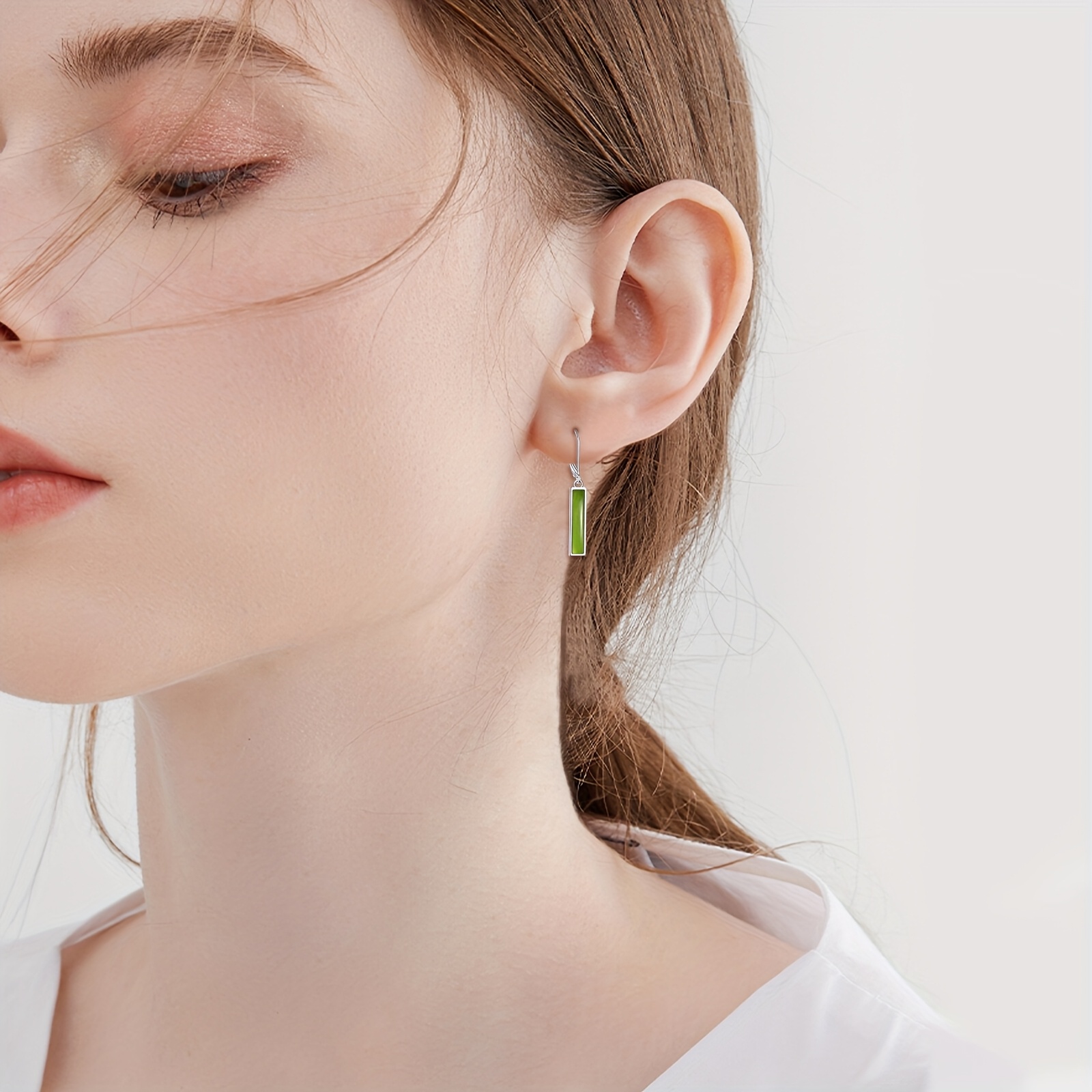peridot bar earrings for women sterling silvery leverback earrings peridot jewelry gift Product details 0