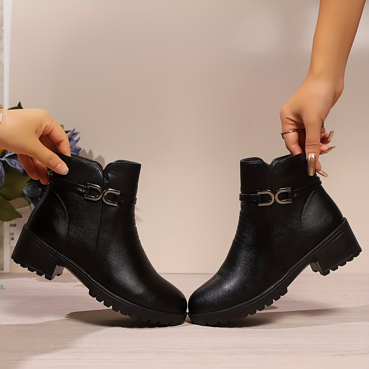 Botas Knight Mom para mujer, regalo de Navidad, botines de caña baja para exteriores de...