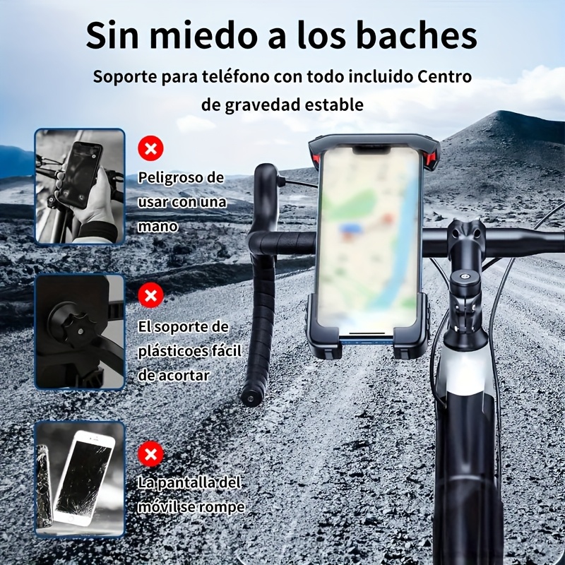 Motorcycle Phone Holder - Durable ABS Handlebar Attachment with Red Grips And Adjustable Clamp Securely Holds Smartphones on Motorcycles Motorcycle Additions | Sturdy Phone Grip | Adjustable Clip Design Bicycle Phone Holder Stainless Steel Motorcycl
