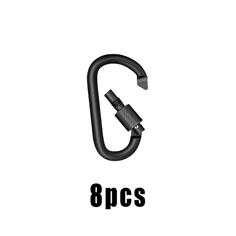 TEMU 8pcs Aluminum Alloy Carabiners, Oversized With Reinforced Durable Metal Material, Stylish Design, Adjustable Feature, Suitable For Outdoor Use,