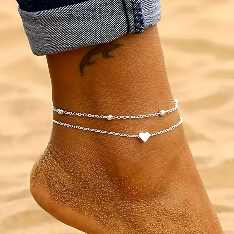 Easy Heart Double-layer Beach Anklet Individual Accessory Women's Foot Jewelry