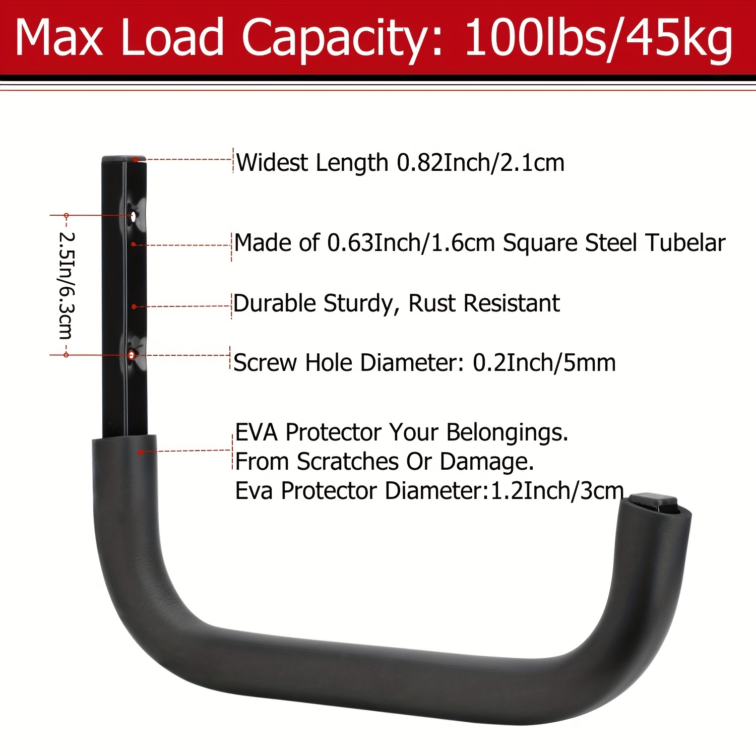 6 Ganci Da Parete Per Garage - Ganci A J Per Bici E Attrezzi Pesanti