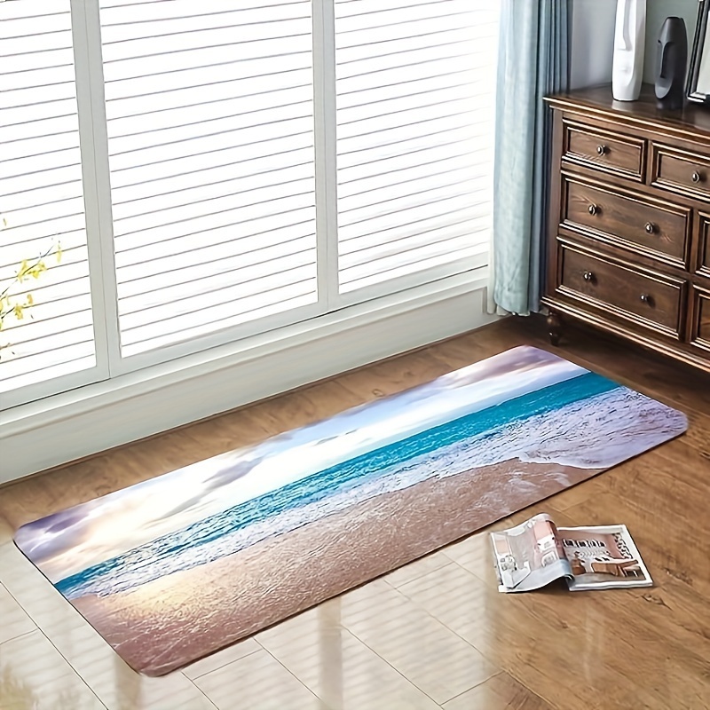 

3pcs/set, Sea Wave Pattern Flannel Carpet, For Bedroom Living Room Kitchen Laundry Room Bathroom Doorway, Non-slip Absorbent Carpet, Area Rug, Floor Mat, Home Decorative Carpet, Home Decor, Room Decor
