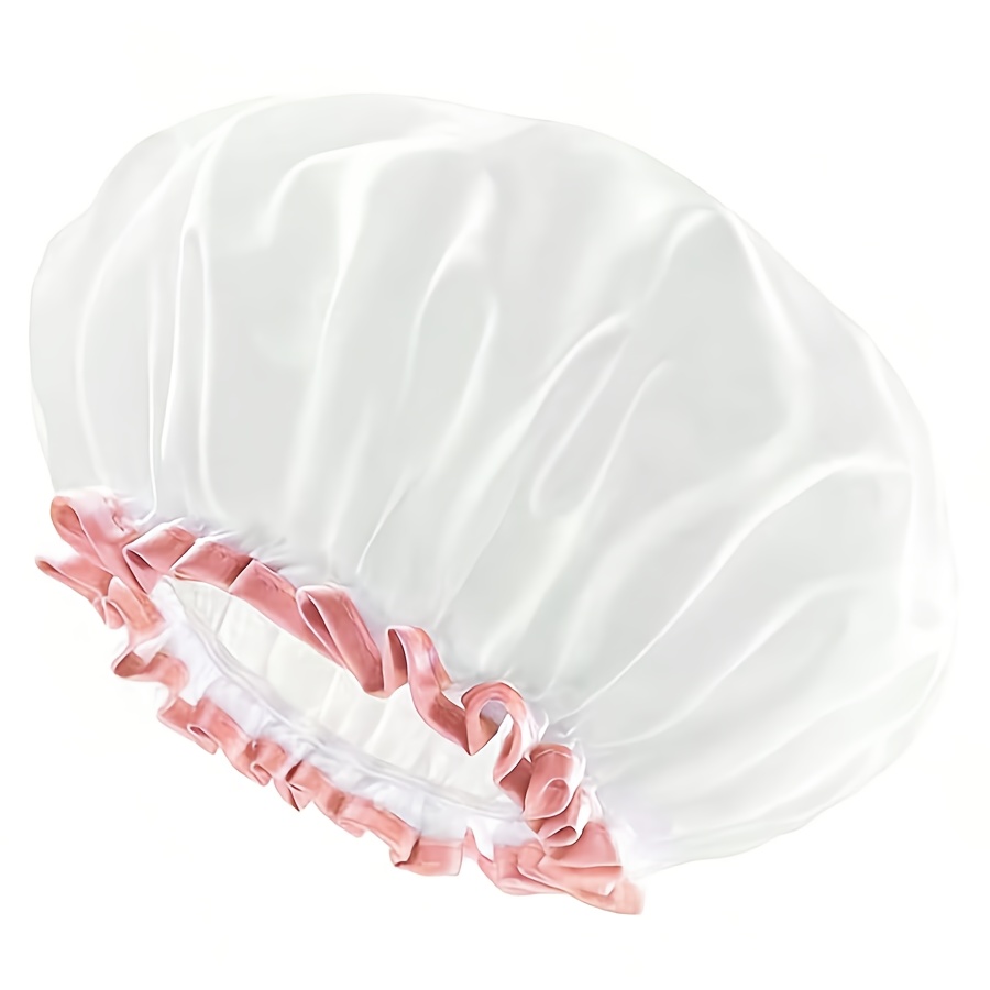 E-shop Verdickte Weiße Duschhaube für Langes Haar, 1 Stück, Großformat 12 Zoll (ca. 30.5cm), Hochwertig Waschbarer Hut, Super Niedlich, Extra Groß
