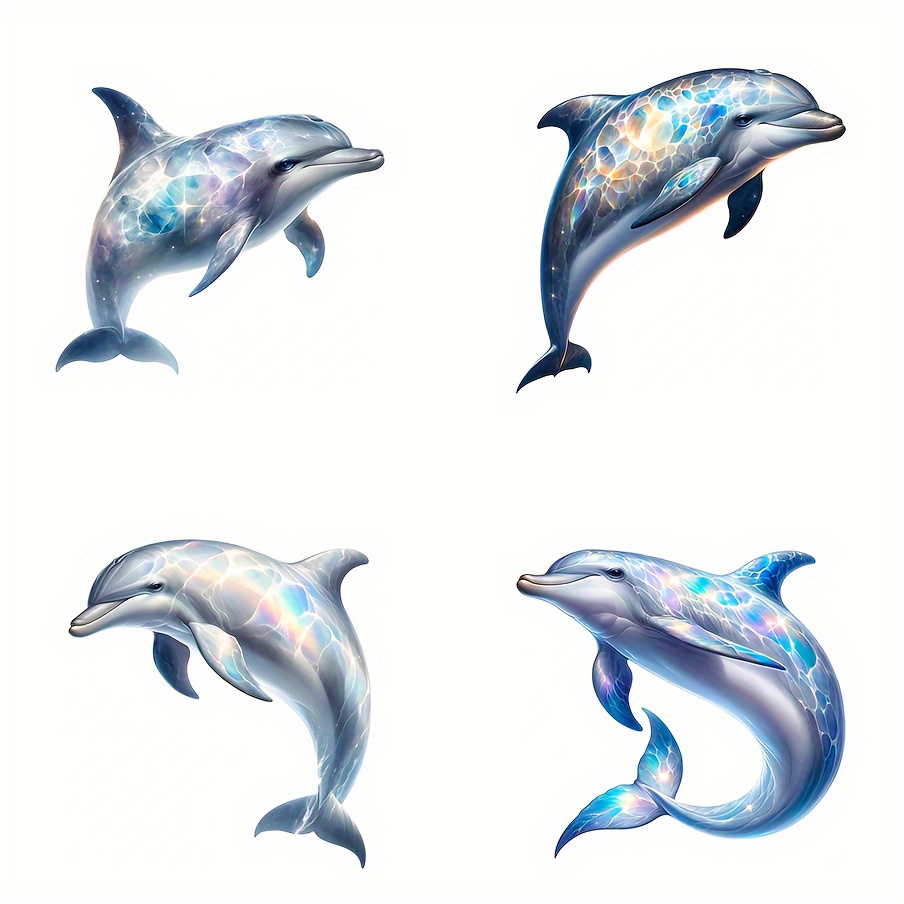 

4-in-1 Dolphin Decals - Double-sided, -resistant Stickers For Cars & Motorcycles, Bumper & Body Decor