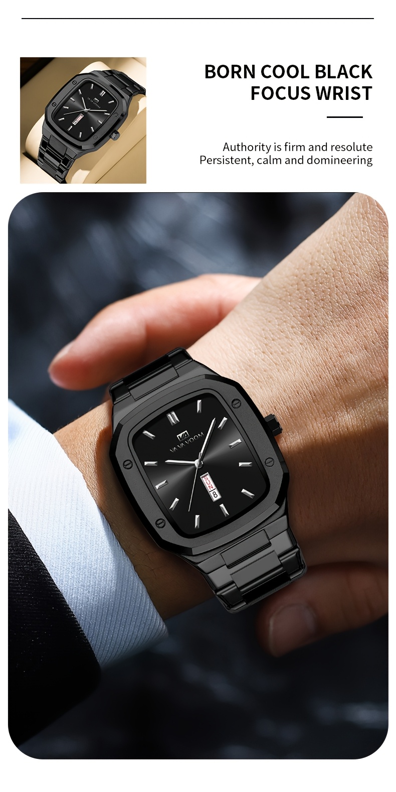 1pc luxury mens quartz watch   dial stainless steel strap blue silvery   clock casual business original movement dual calendar timing week for man industrial style   watches details 10