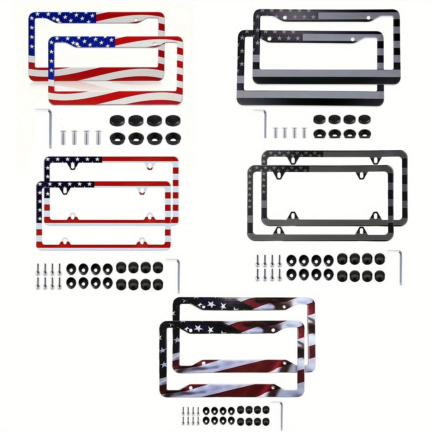 

Patriotic American Flag License Plate Frames - Weatherproof Aluminum Car Accessories, 2pcs (front & Rear) With Screws For , Red, Usa Design, & Rust-proof, American Flag Car Accessories