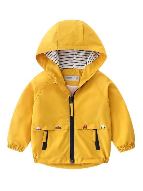 boys jacket spring and fall jacket cartoon embroidery double hooded windbreaker coat casual fashion