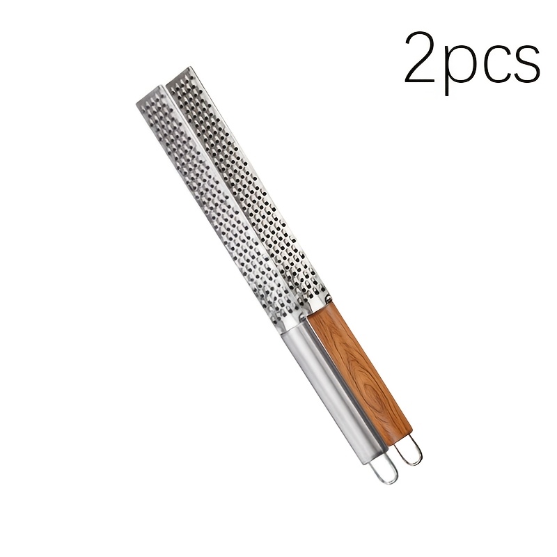 TEMU 2pcs Lemon Zester & Heavy Duty Grater, Stainless Steel Cheese Grater With Wooden Handle, Professional Kitchen Tool For , Vegetables, Ginger, , Fruit, Chocolate, Dishwasher Safe. Random Colors