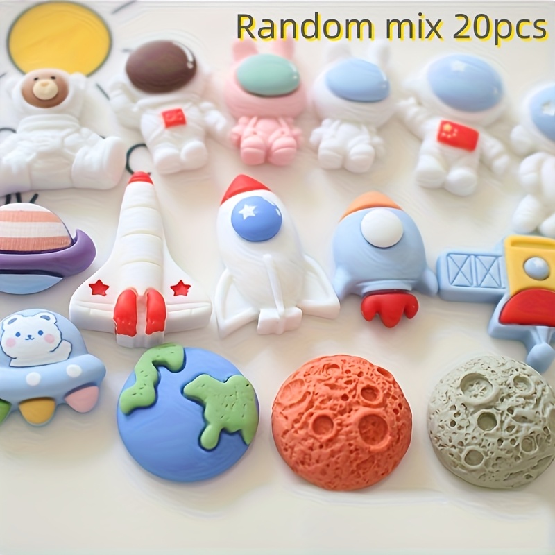 20pcs, Resin Diy Space Themed Decoration Set, Colorful Miniature , , And Planets, Random Style,used For Handicrafts And Party Gifts