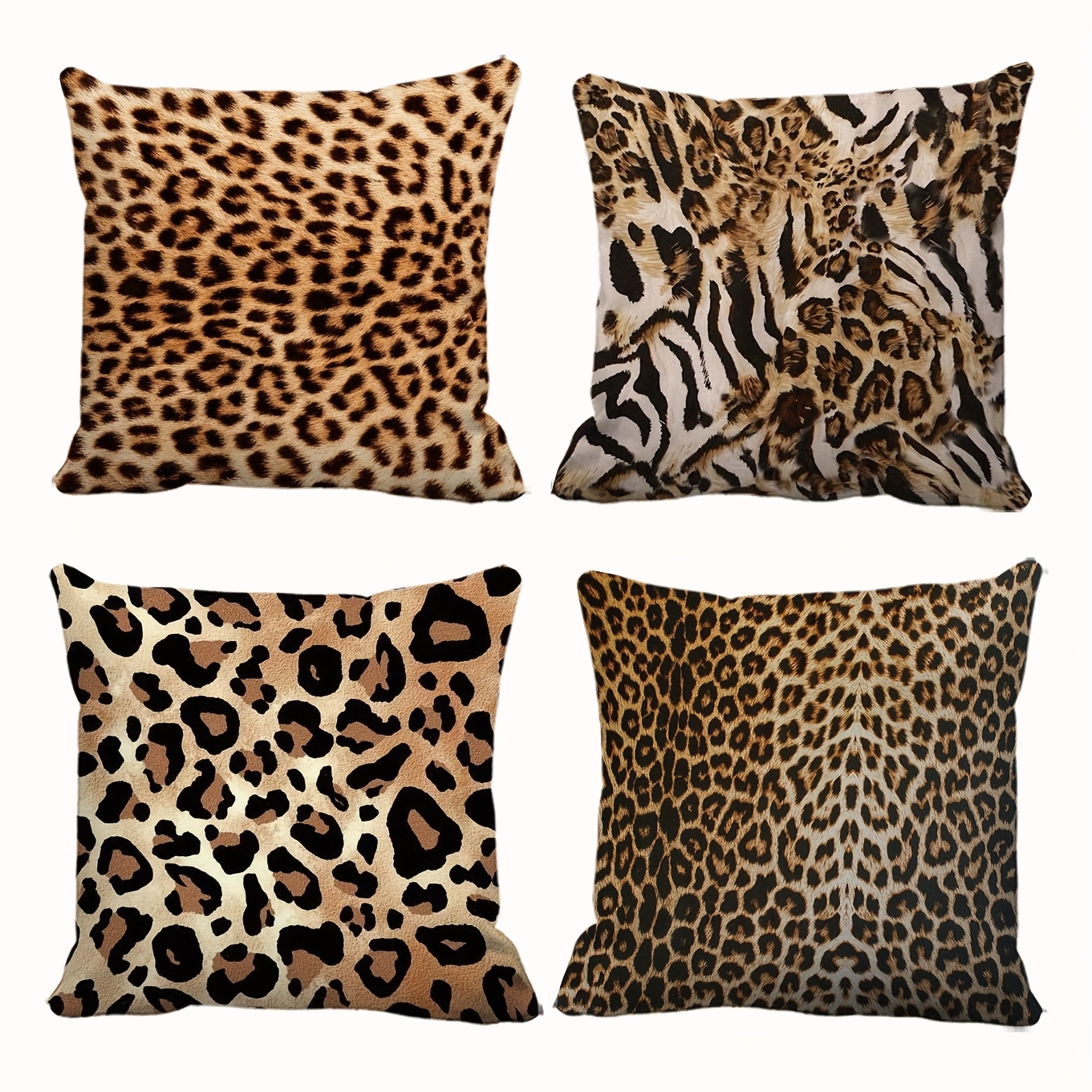 TEMU 4pcs Sexy Leopard Print Retro Pillow Covers All-match Suitable For Daily Festive Parties Bedroom Living Room Car Sofa Decoration (pillow Inserts