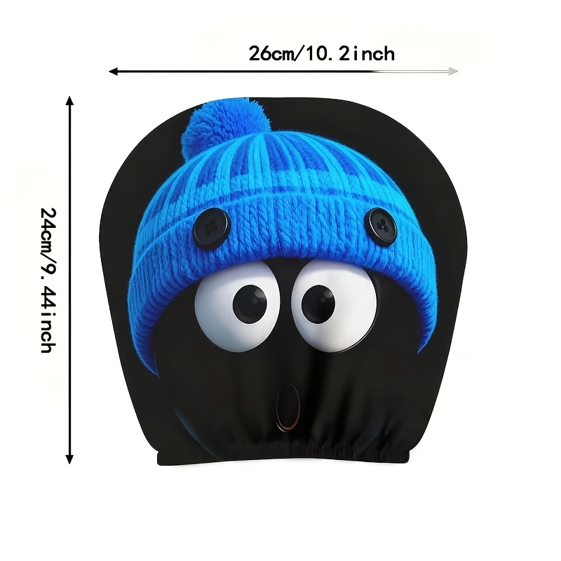 TEMU Hobby Blue Knitted Hat With Print, Featuring Patterns, Used As A Car Headrest Cover. Car Interior Decorations Are Made Of Material, Suitable For