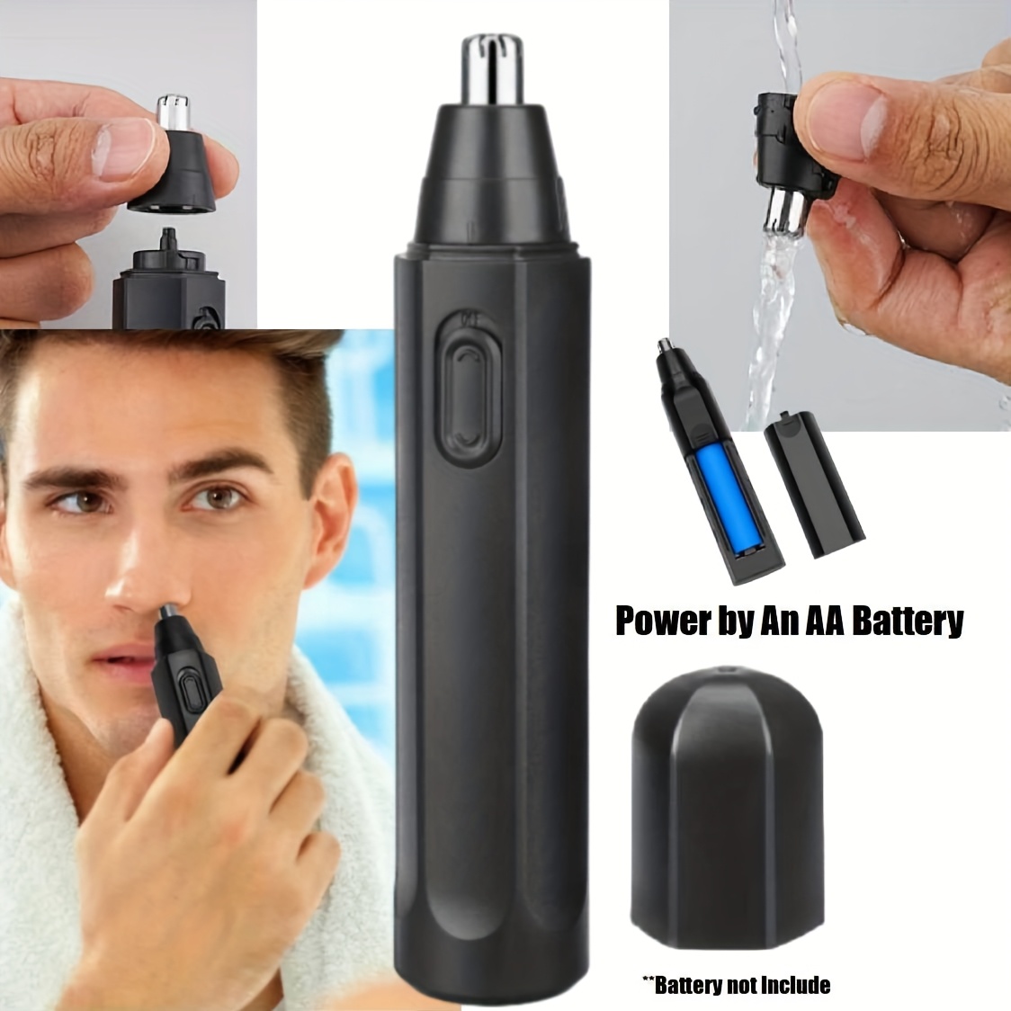 TEMU Premium Mini Portable Electric Shaver Nose Hair Trimmer, Cordless Razor Nose Hair Trimmer, Deluxe Hair Removal Tools Beard Trimmer, Powered