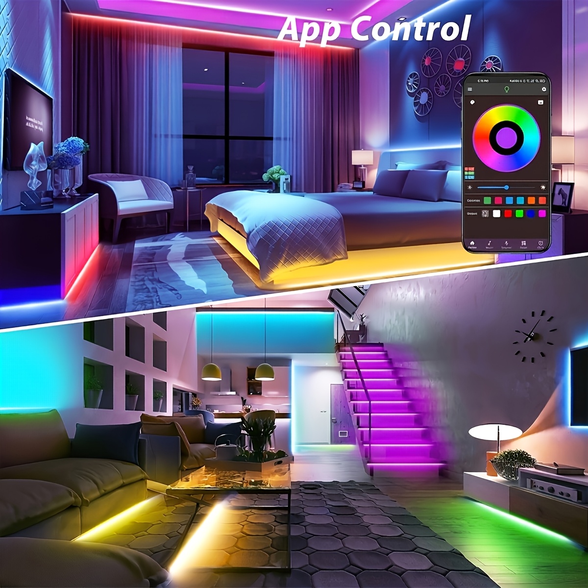 Smart RGB LED Light Strip with App Control, Music Sync