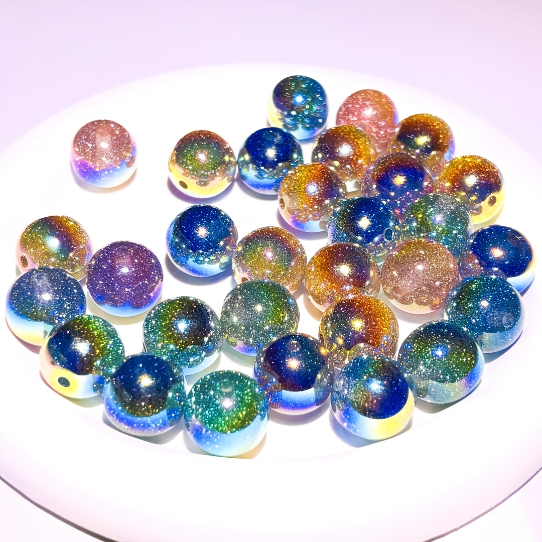 Image of 50/20/10pcs New Explosion Universe Starry Shining Round Beads Beads Focus Beads Pen Keychain Mobile Phone Chain Jewelry Additions Random Color
