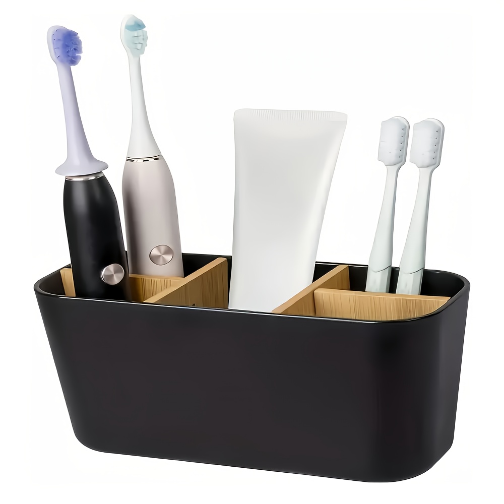 divided toothbrush holder durable freestanding bathroom storage box for electric toothbrushes toothpaste shavers suitable for cosmetics office supplies stationery storage