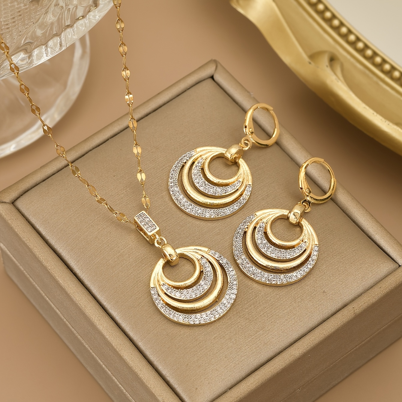 TEMU Juego de 2 piezas: y único juego de collar de acero inoxidable para mujer con anillo de dos , adecuado para uso diario, bailes, fiestas, regalos