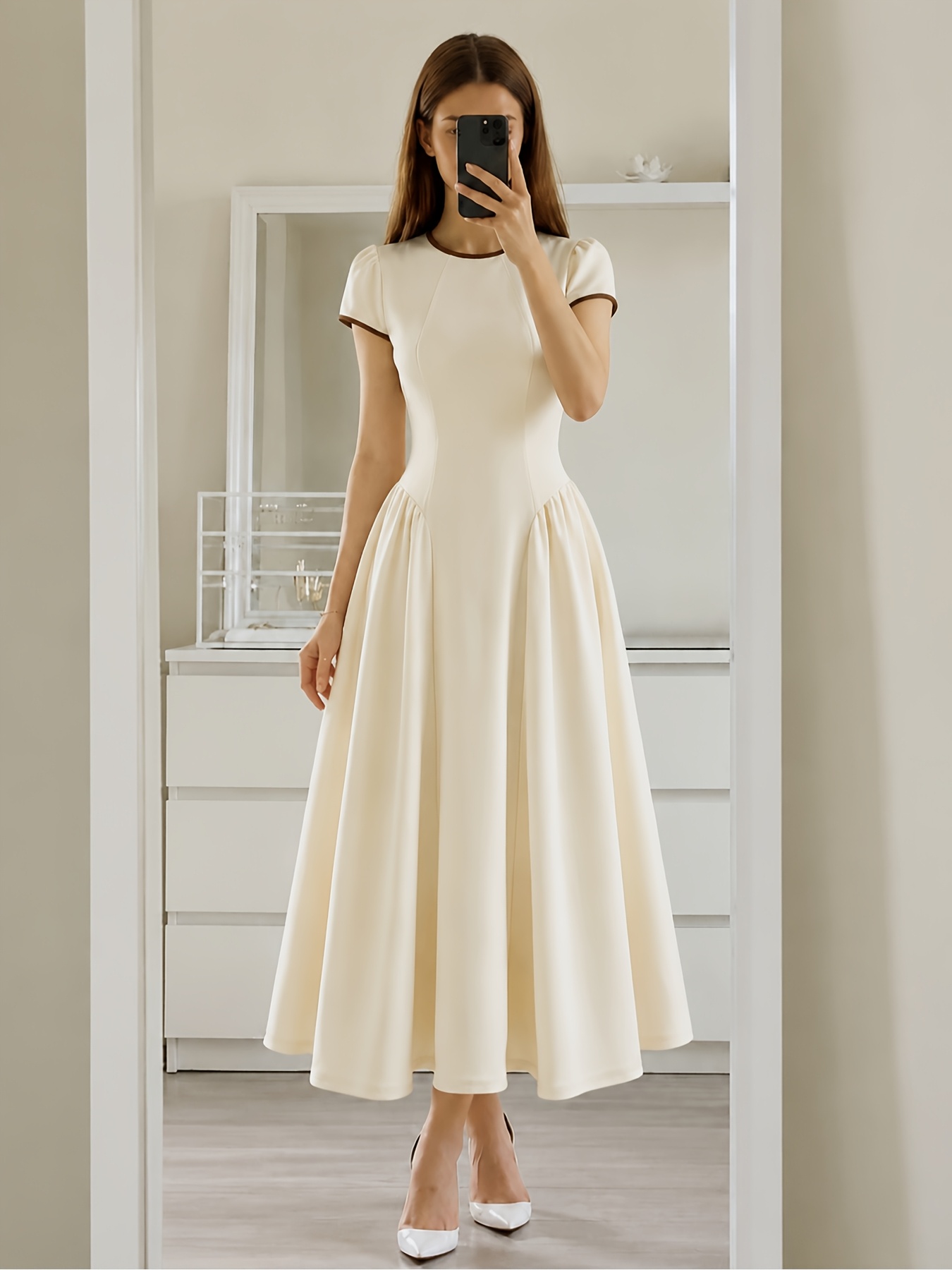 womens dress dress features a catching