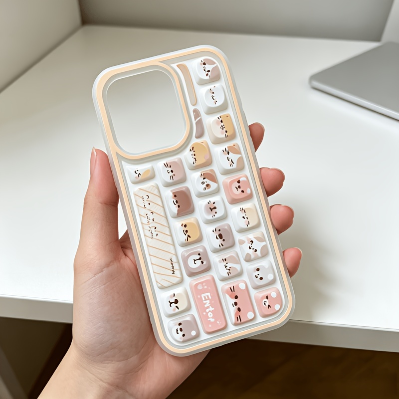 TEMU Phone Case - 1pc New Kitten Keyboard Phone Case | Soft And , 3d Key Feel Superb, Cute And Relaxing Phone Case, Style Soft Girl Essential.