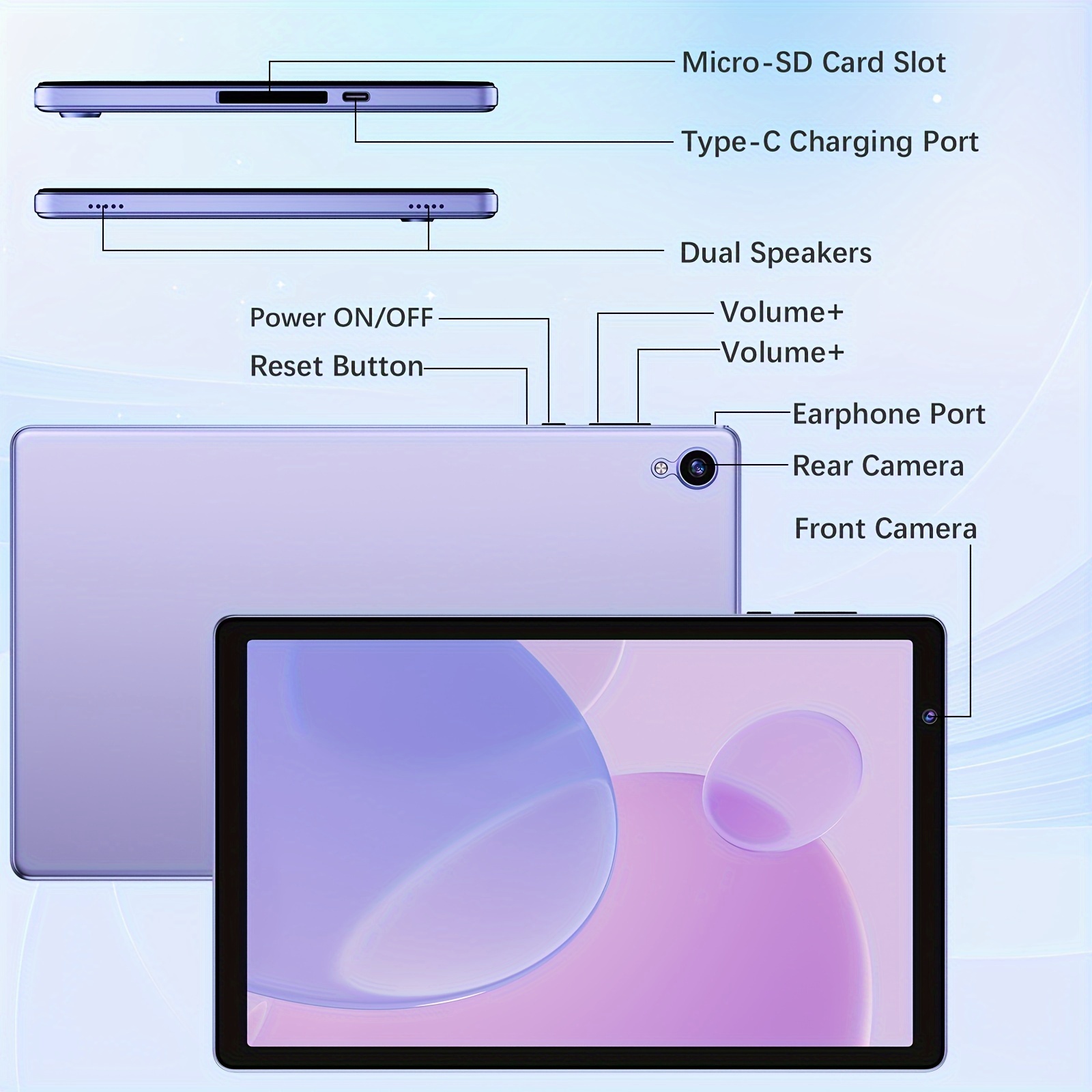 android 12 tablet pc with     processor 32gb rom 128gb expansion support   expansion 6000mah battery 24 5 cm tablet ips hd   camera wi fi google details 8