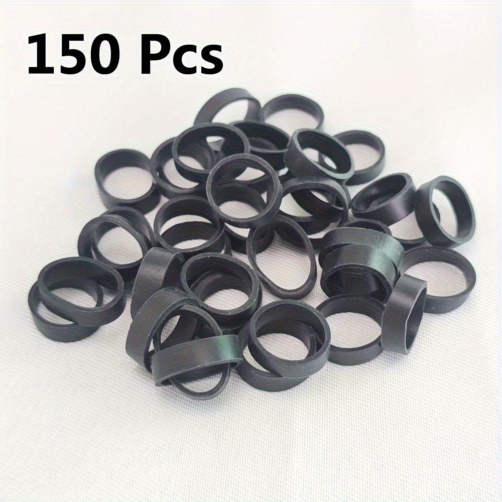 150-pack Black O-ring Rubber Bands - Durable Stretchable Office Stationery Bands, Synthetic Rubber Material