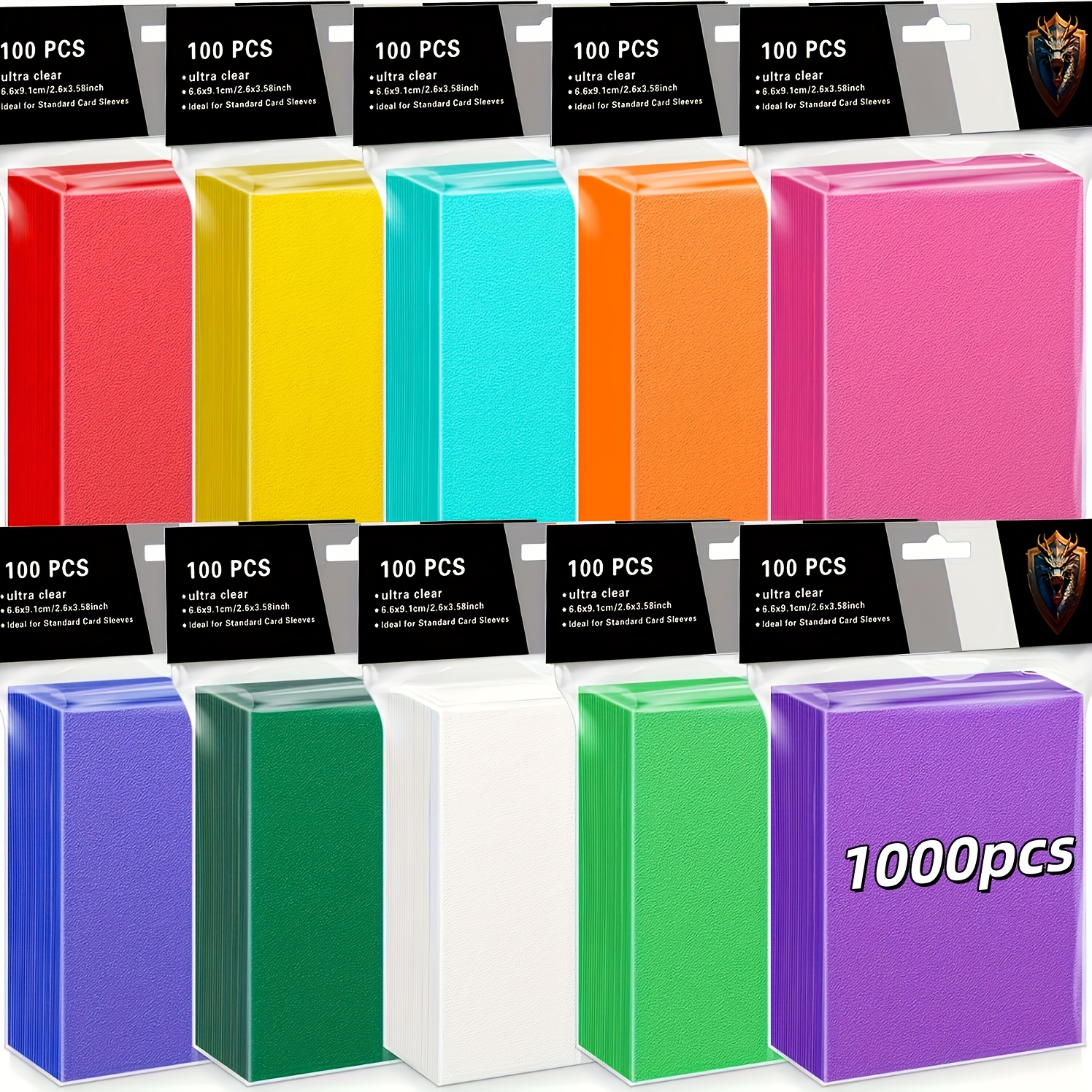 E-shop 1000/1200 Stück Bunte Karten Sets | Geeignet für Star Cards, Football Cards und Spielkarten, Hergestellt aus Polypropylen