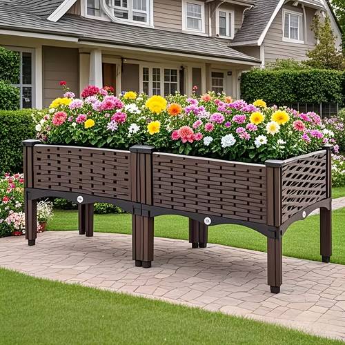 creative flowerpot all weather square raised vegetable planter with drainage system balcony planting box pot for garden lawn flowerpot outdoor railingpot box rectangular flowerpot box creative christmas flowerpot