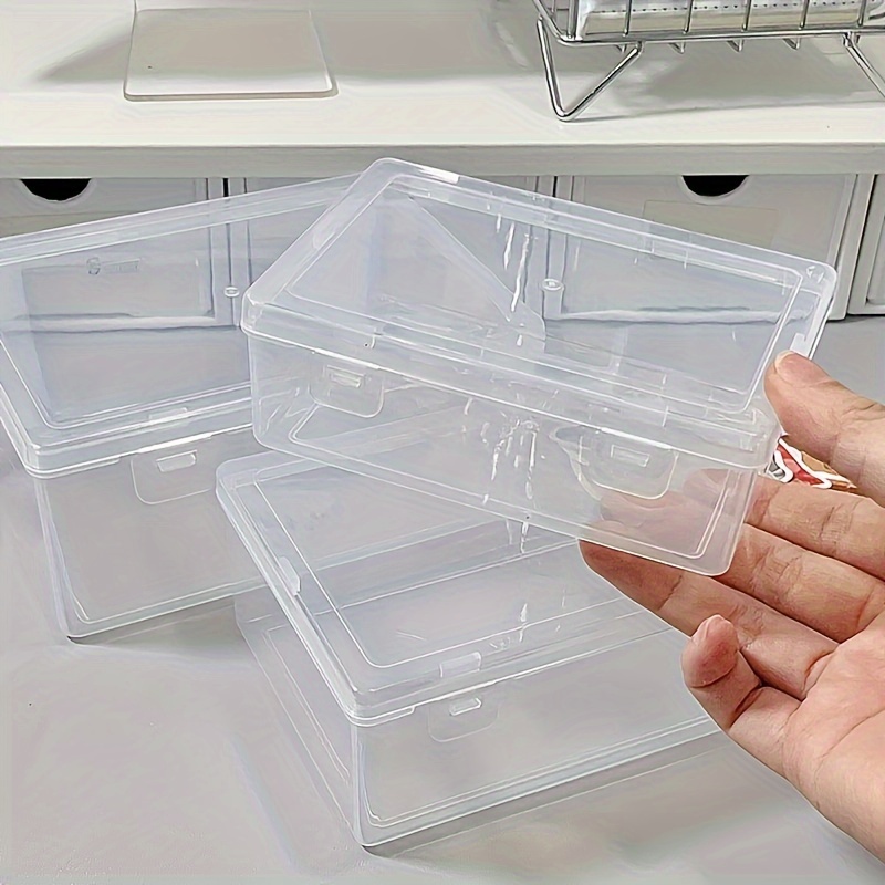 TEMU 3pcs Clear Pp Storage Bins With Lids - Dustproof Organizer For Office Supplies, Pens, Notebooks & Cables