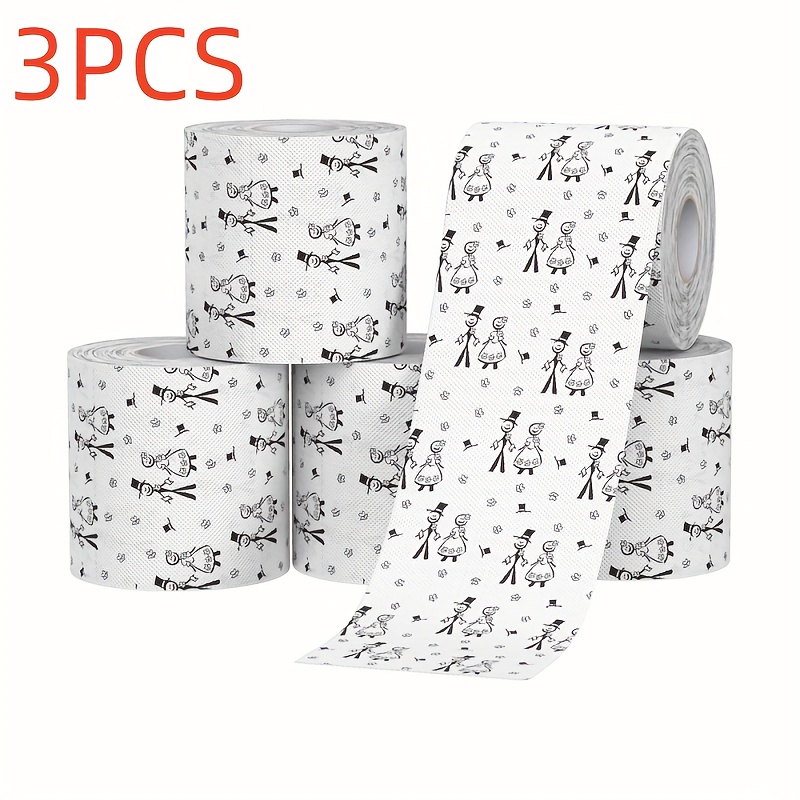 E-shop 3 Rollen Hochzeitsfeier Servietten, Geschenkpapier für Hochzeiten, Festlicher dekorativer Toilettenpapier, Kreativer bedruckter Toilettenpapier