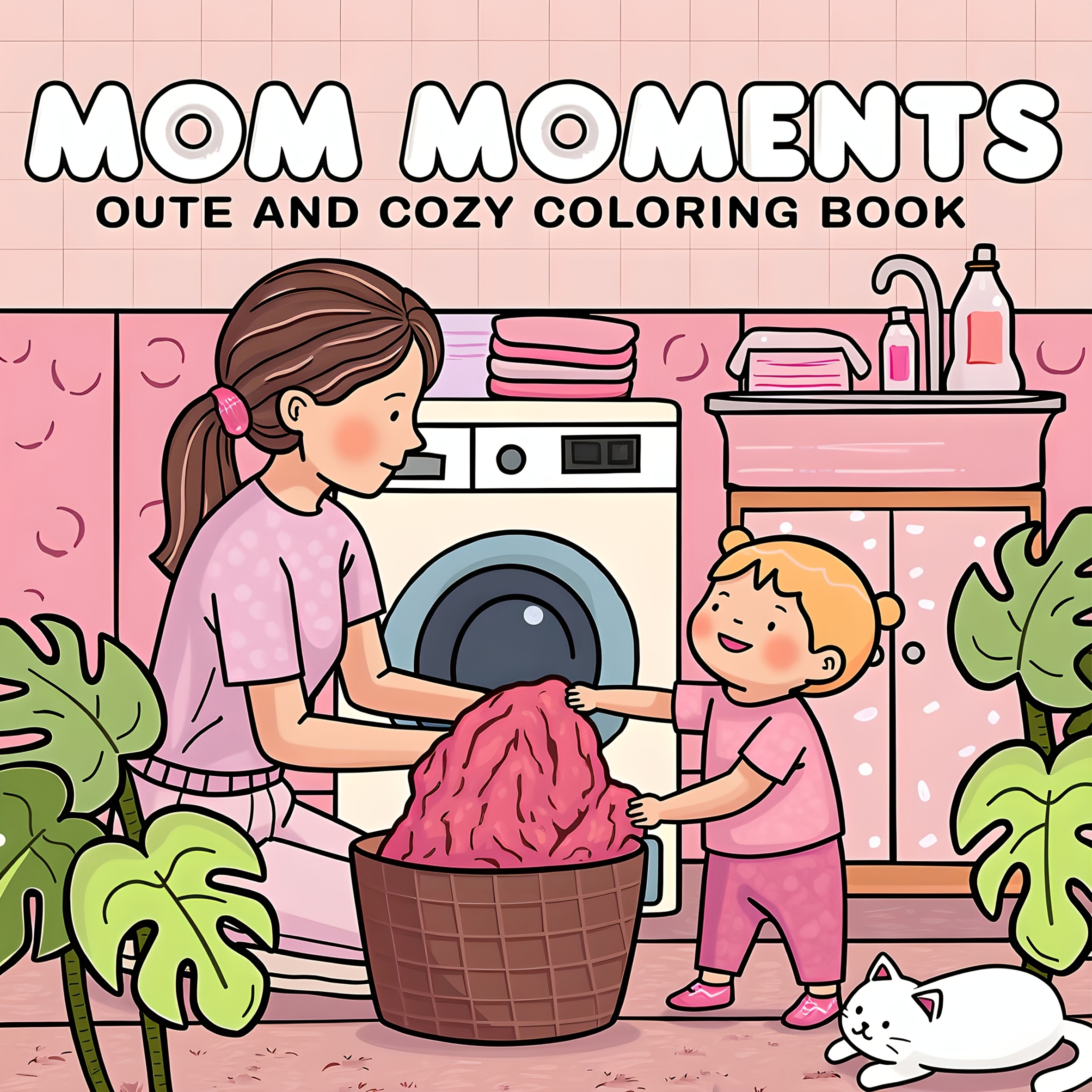 TEMU And Simple Painting Book With Coloring Pages, 24-page Single-sided Printing Coloring Book, 1 Mother's Moment Themed Adult Coloring , Featuring