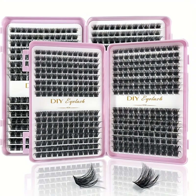 Image of 384pcs Of D Roll Individual Eyelash Clusters - Diy Eyelash Extension Kit Eyelash Book, Suitable For Home Beauty Care