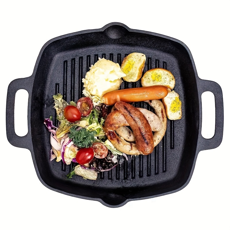 cast iron square striped steak pan non stick oven safe   for gas induction stoves   outdoor grilling for autumn details 1