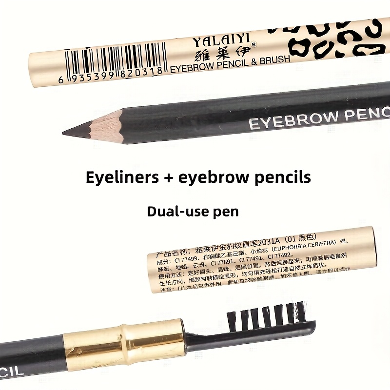 Eyeliner And Eyebrow Pencil, a Dual-Use Pen with a Brush Head, Quickly Shapes And Provides Long-Lasting Color, Ultra-Fine Natural Appearance, Waterproof And Sweat-Proof Without Fading, Available in Black, Coffee, Brown, Light Coffee, And Gray