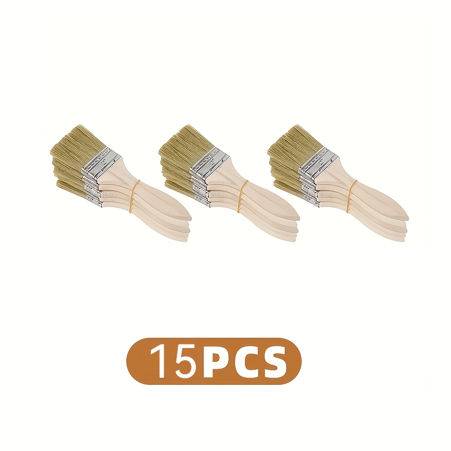 Image of 15/40pcs Wooden Paint Brush Set With Gourd Handle, 2-inch Bristles For Painting And Staining Natural Finish