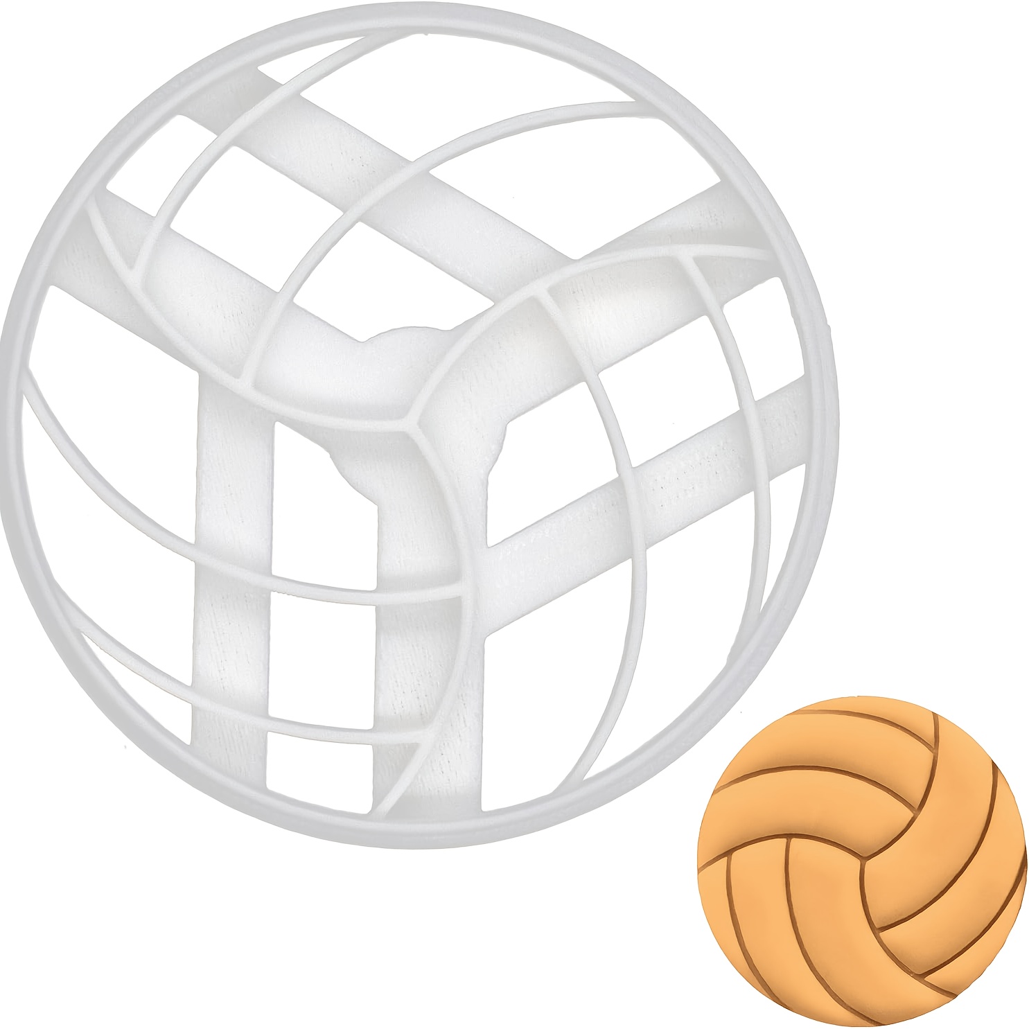 Image of 1 Volleyball Cookie Cutter, Cookie Cutter, Decorative Cookie Mold, Easy-to-use Baking Tool, Used For Fondant Cutting, Volleyball Enthusiast Cookie Stamp, Essential Baking Tool For Family Gatherings