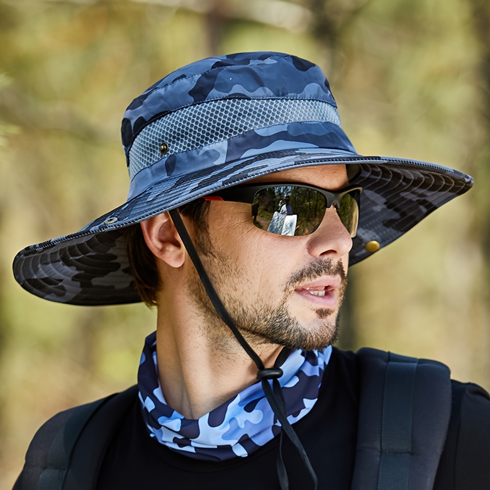 

Mens Fishing Hat Wide Brim Sun Hat With Outdoor Uv Protection Bucket Hat For Hiking Garden, Camouflage Style