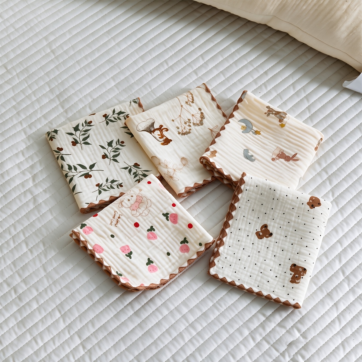 5pcs Soft Baby Face Towels, Drool Bibs & Towels Set