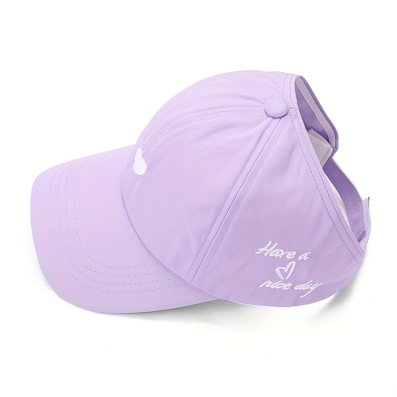 E-shop Damensommer-Reise-Sonnenhut mit Pferdeschwanz, Halb-Top Baseballcap für Laufen, Hohle Flecht-Buchstaben-Koreaner-Stil Entenschnabelmütze
