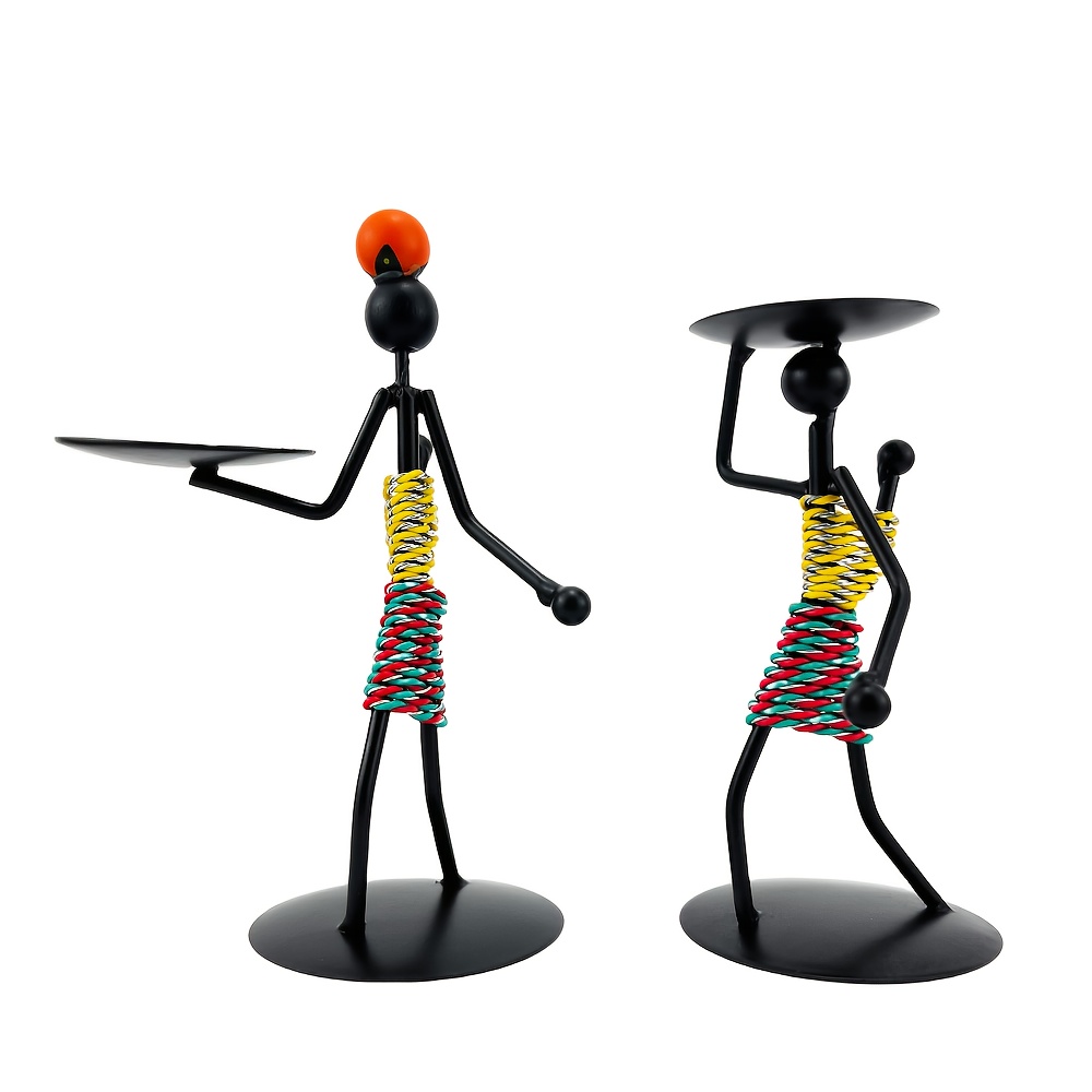 2 Creative Metal Candlesticks Aromatherapy Candle Holders Bedroom Home Dining Table Decorations