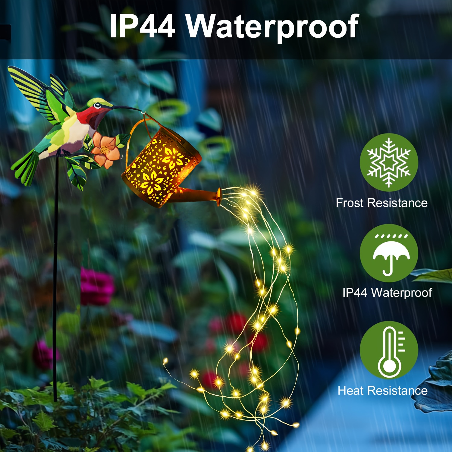 hummingbird outdoor solar lights ip65 waterproof outdoor decorative warm colorful lantern cute hanging garden lantern suitable for courtyard lawn festival decoration best gift for   Product details 4