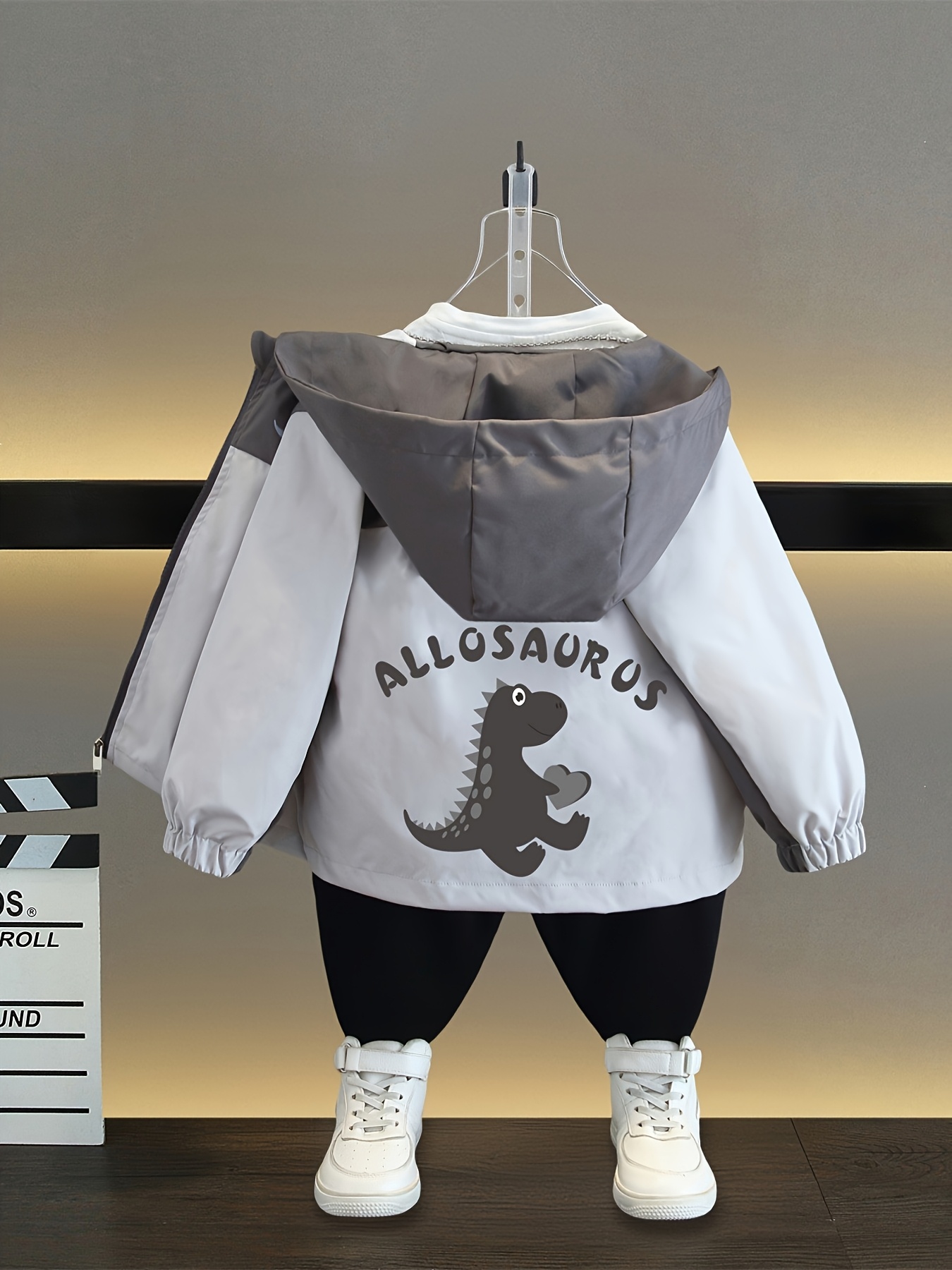 boys' casual dinosaur print hooded windbreaker jacket Temu