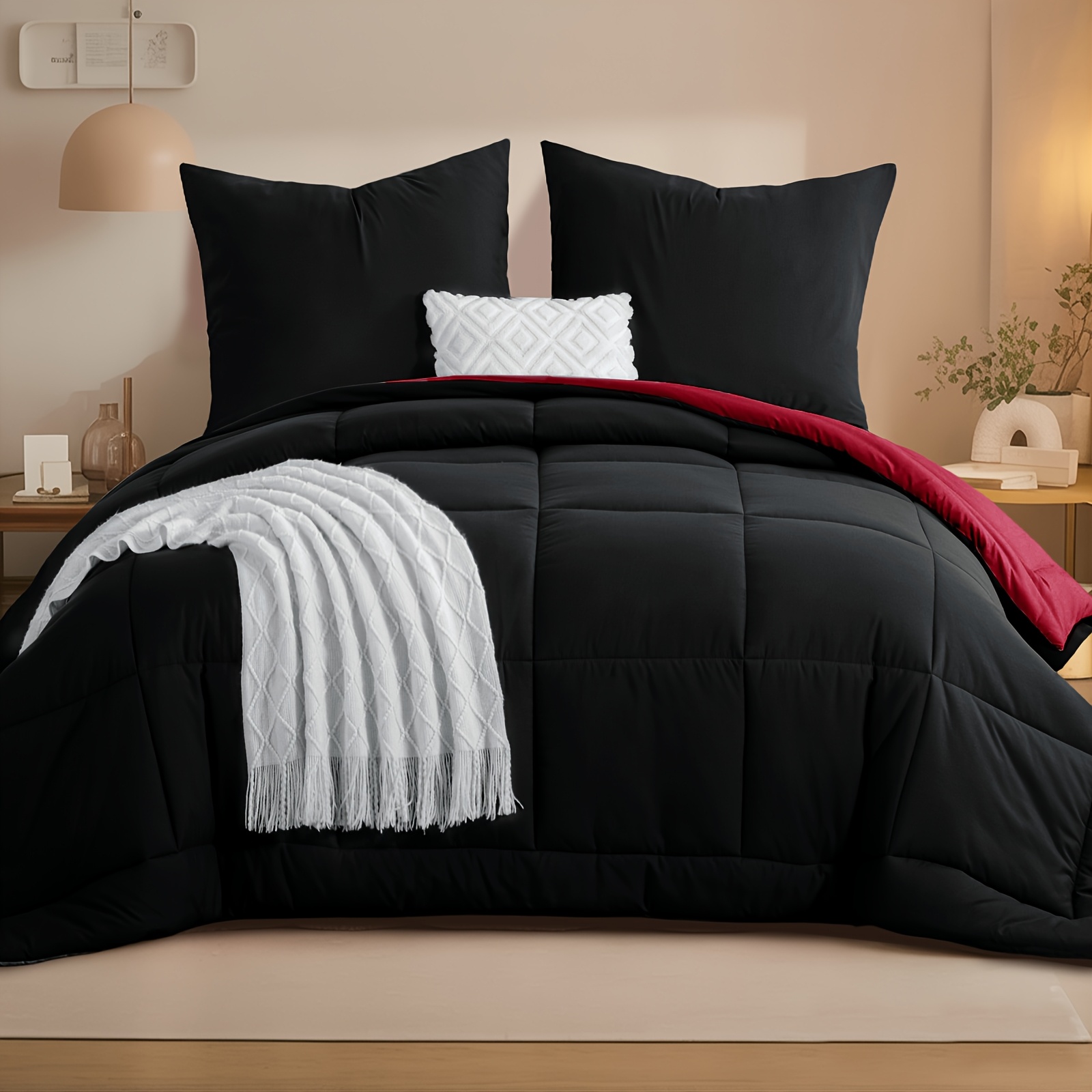 TEMU Ensemble de couette 2/3 pièces, couette douillette et légère, couette réversible avec taies d'oreiller 80X80, rembourrage 300GSM, douce et