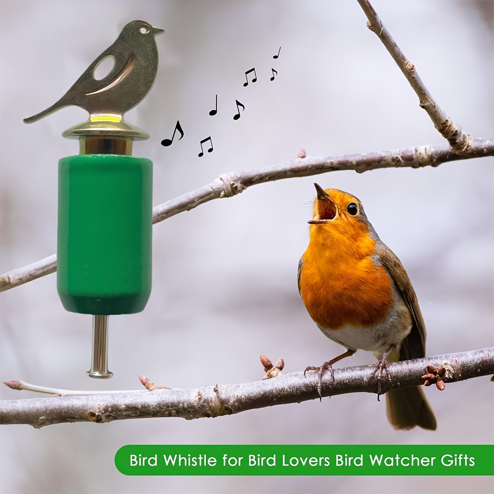 1 set of hand-cranked metal  , green, with realistic bird sound   for   to   birds. a   training tool made of   alloy and wood, perfect as a gift for bird enthusiasts or outdoor activities 0